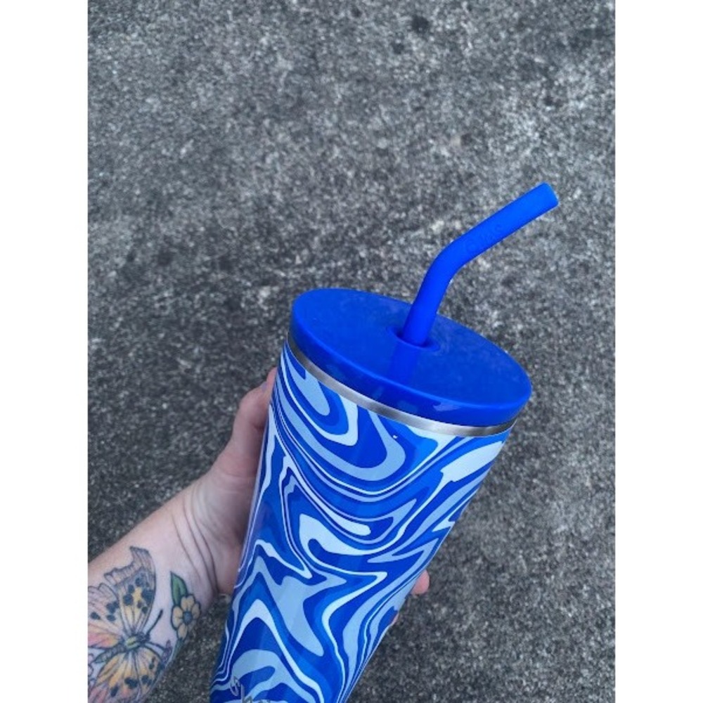 Swig Life 22oz Tumbler Fanzone Royal Blue Marble Swirl Insulated Travel Cup Lid - Picture 3 of 4